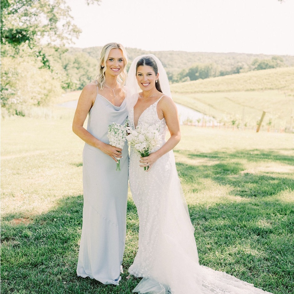 NWOT Show Me Your Mumu Tuscany Maxi Slip Dress Silver Luxe Satin M